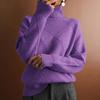 Women's Fashion Casual Fall Winter Solid Color Print Long Sleeve High Neck Sweaters