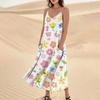 Women's Casual V Neck Floral Print Sleeveless Pocket Suspender Dress