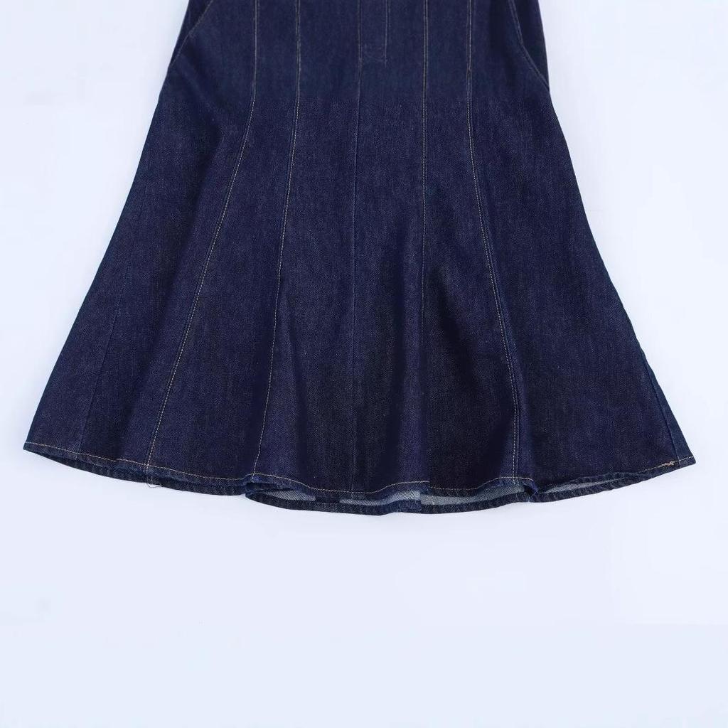 European & American Style Sexy Deep V-Neck Halter Denim Dress - Slim Fit Short Skirt for Women