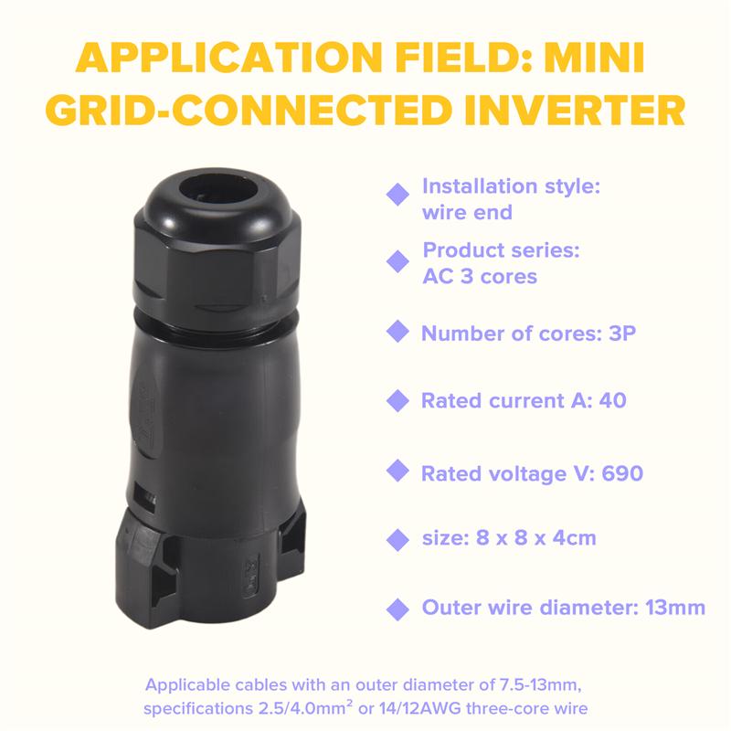 Solar PV Connector Plug Waterproof IP68 4000V 40A For Solar PV System Panel Parallel Protection Set Kit LY01-Female-B61B