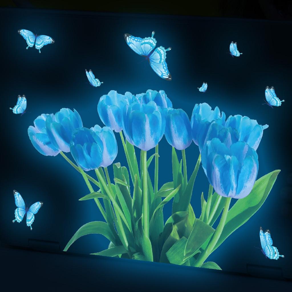 Luminous Blue Tulips Wall Sticker