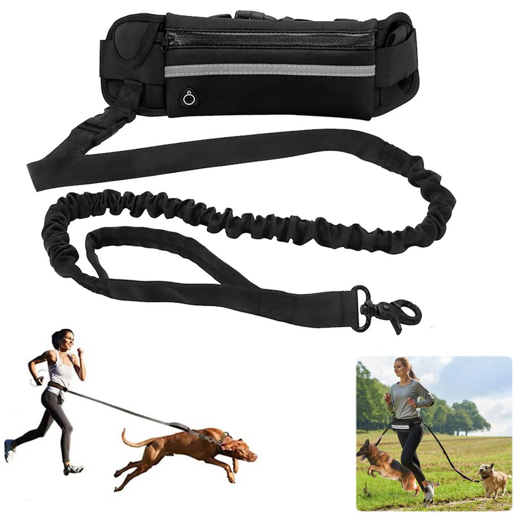 Hands Free Dog Leash Reflective Leash with Waist Bag Retractable Elastic Belt Dog Traction Rope for Running Walking Pet Products