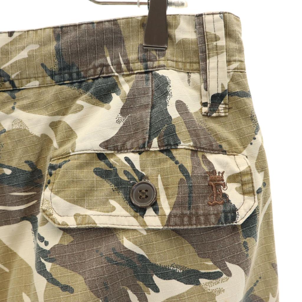 FUBU Camouflage Pattern Cargo Shorts L Beige THE COLLECTION Camouflage Men's Used