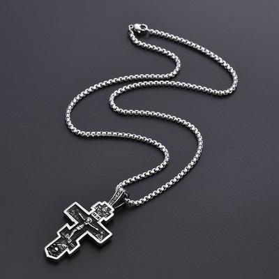 Orthodoxes Kreuz Byzantinischer Passionsrahmen Anhänger Punk Männer Frauen Personalisierte Halsketten Schmuck