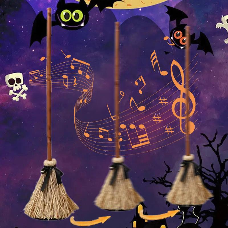 Halloween Floating Witch'S Broom Haunted Dancing Broom With Sounds Home Floor Decor Holiday Atmosphere Props Without Battery