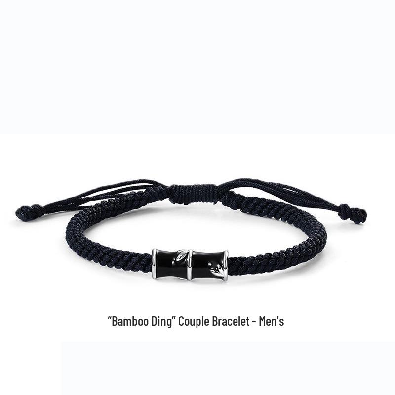 Sterling Silver Bamboo Couple Bracelets – Creative Student Style Hand Ropes, Perfect Christmas Gift for Girlfriend