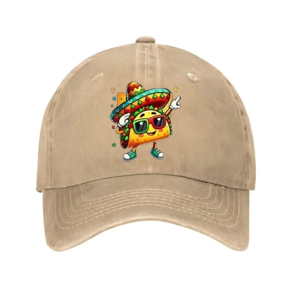 Dancing Taco Sombrero Sunglasses Baseball Cap Polyester Casual Adjustable Unisex Adult Hat