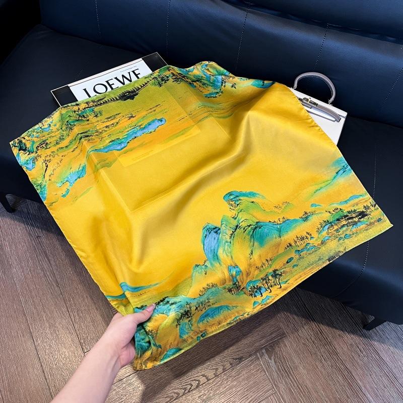 New silk scarf women's fashion versatile high-end small square scarf Korean version neck protection scarf spring and autumn retro scarf binding bag