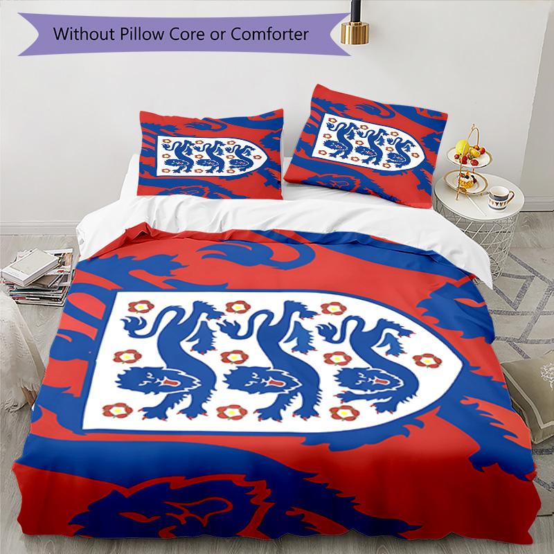 Set Copripiumino con Stampa Stemma Calcio Inghilterra – include 1 copripiumino e 2 federe coordinate Arredo Camera da Letto Regali di Natale