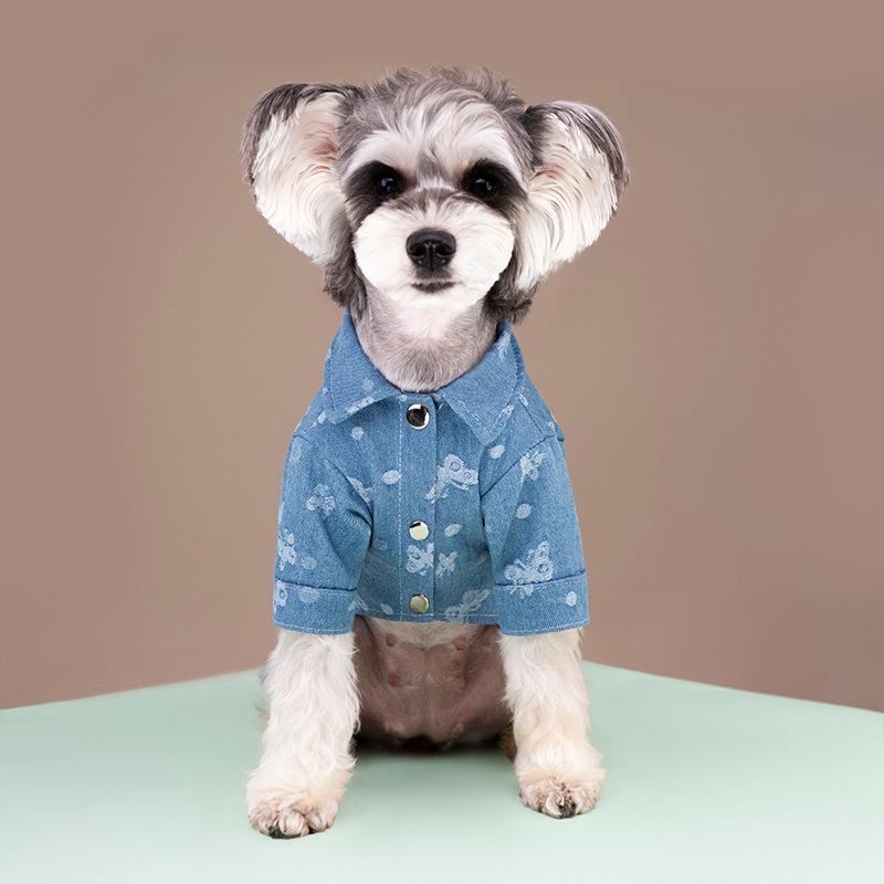 Pet Seasonal Trendy Denim Shirt for Small to Medium Dogs and Puppies