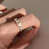 Irregular Texture Pink Diamond Love Ring Female Ins Wind Senior Sense Niche Personality Sweet Lava Texture Opening Casual Dainty Minimalist Ring