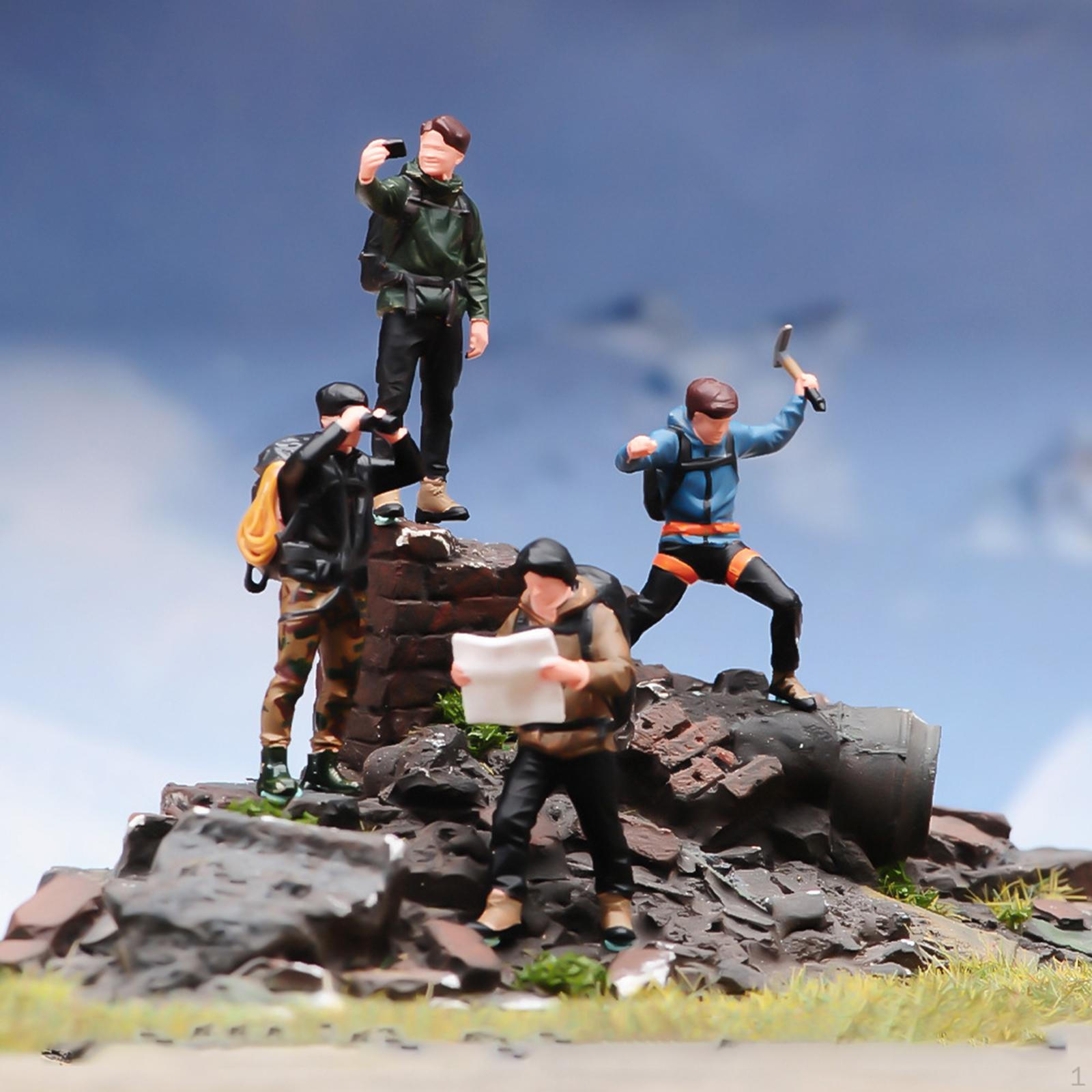 

4Pcs Rock Climbing Figures Tiny People Figurines 1:64 Collections Model Hand Painted for