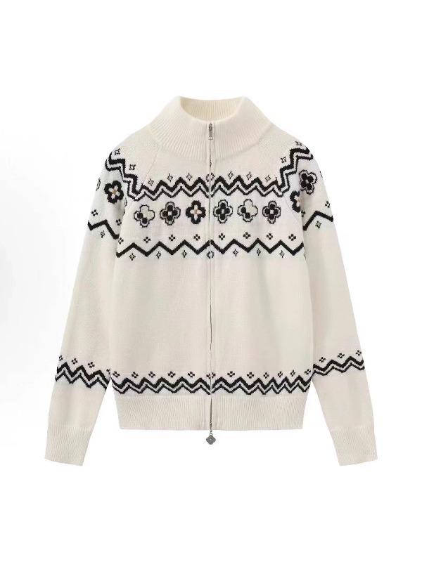 Unisex High-End Fair Isle Ethnic Style Loose Cardigan Sweater for Autumn and Winter