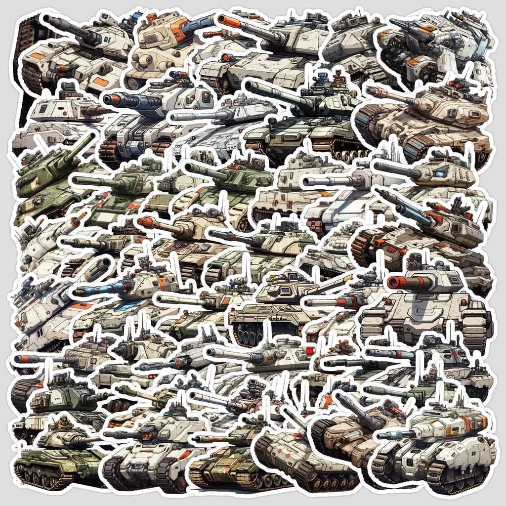 50 Sheets of Tank Series Graffiti Stickers, Stationery Stickers, Water Cups, Laptops, Waterproof Decorative Stickers