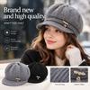 Thickened Pumpkin Beret Hat Fleece Lined Beanies Hat Ear Protection Cap  for Middle Aged Women