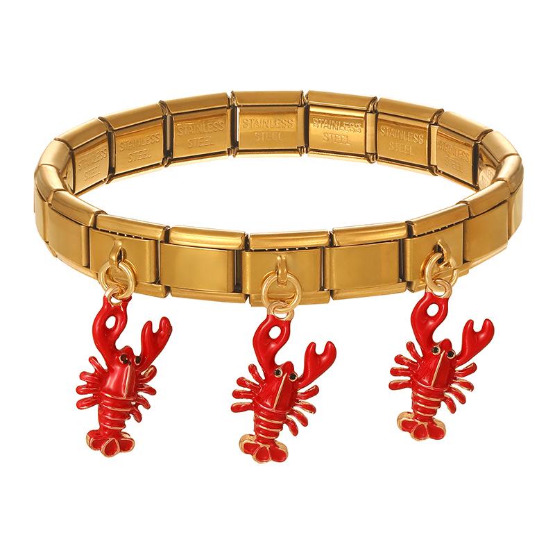 Mixed Color Italian Square Module Christmas Pendant Bracelet Set