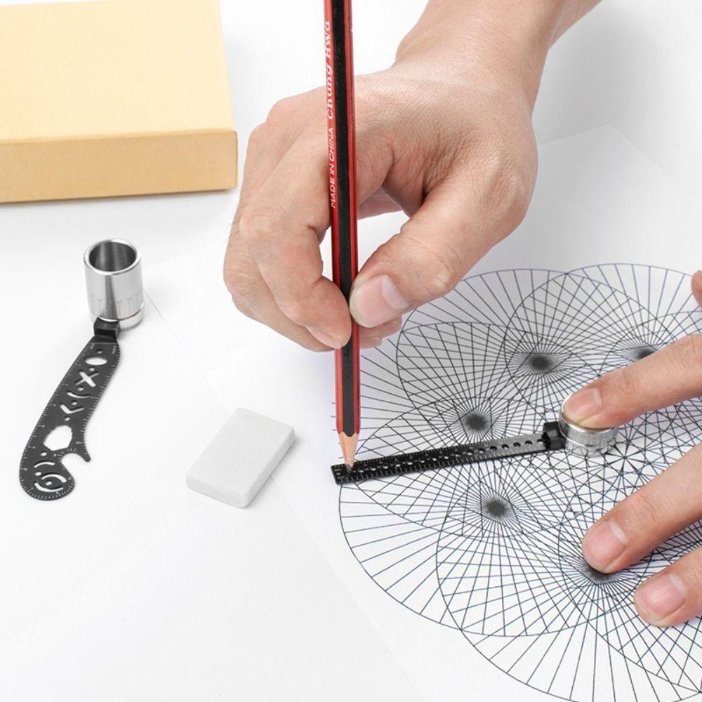 Compass Function Magnetic Drawing Tool Ruler Angle Measurement Protractor Style Multifunctional Drawing Ruler
