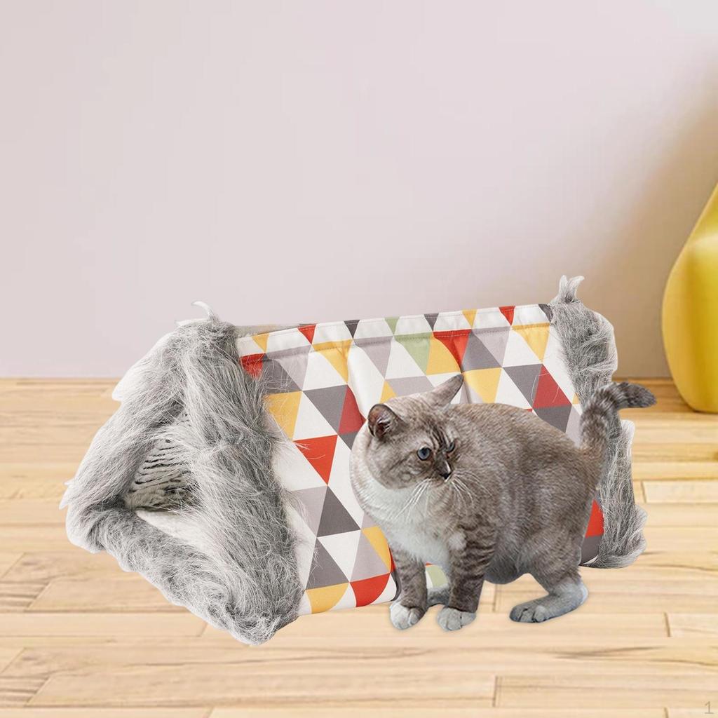 2 in 1 Cat Warm House Pad Washable Soft Reversible Velvet Cushion Blanket Dog Tent Cave Pet Bed for