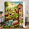"Farm Animals In Scenic Countryside" Patterned Flannel Blanket Perfect for the Bedroom Living Room, Sofa, or a Little Nap