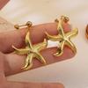 18K Gold-plated Stainless Steel Boho Style Starfish Pendant Earrings Fashion Exquisite Waterproof Earring Jewelry Gift for Women