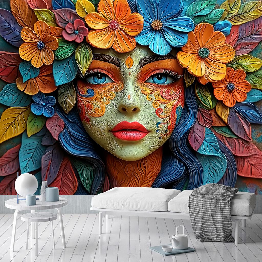Luxury Vibrant Floral Tapestry Wall Art Intricate Design Stunning Colors Home Decor for Living Room Bedroom Office Elegant Decor