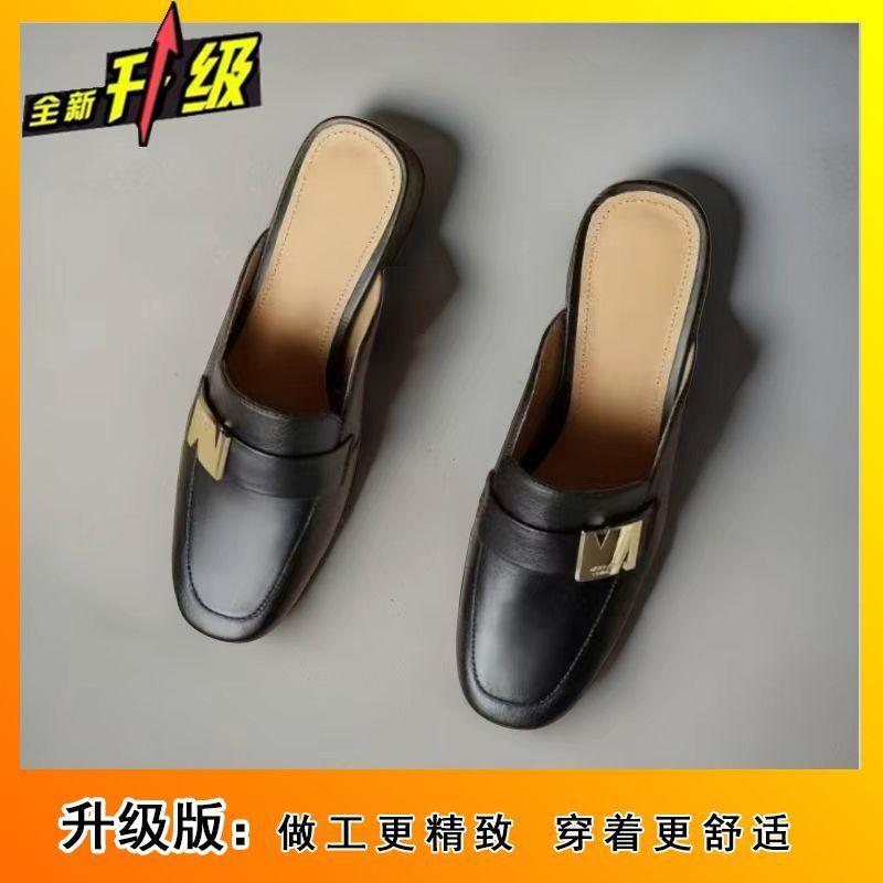 Spring and Summer 2025 New Thick Heel Versatile Slippers Women's Soft-soled Bag Head Half Slippers Women's Head Shallow Mouth Women's Shoes