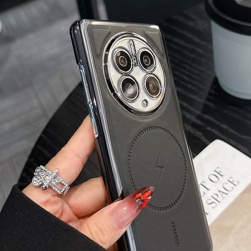 For Huawei Mate 50 50 Pro 40 40 Pro Electroplated Leather Texture Magnetic Wireless Charging Shockproof Phone Case
