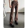 Amerikanische Retro-Einfarbige schräg geschnittene vielseitige Jeans Herren Amerikanische High Street Trendmarke Scimitar Hose gerade Röhre Mikro-Stretch-Hose
