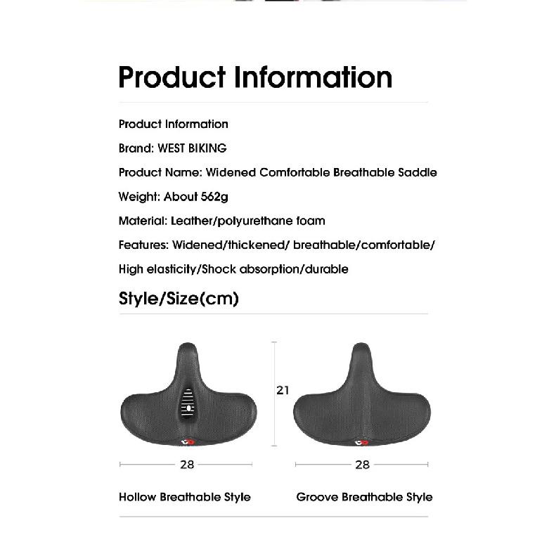 WEST BIKING Ergonomic Bicycle Saddle Long Distance Cycling Widen Thicken Cushion MTB Touring Bike Saddle Comfortable E-Bike Seat