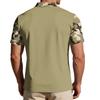 Men's Loose Fit Casual Polo Shirt Short Sleeve Camouflage Print Patchwork Design Button Collar Summer Top