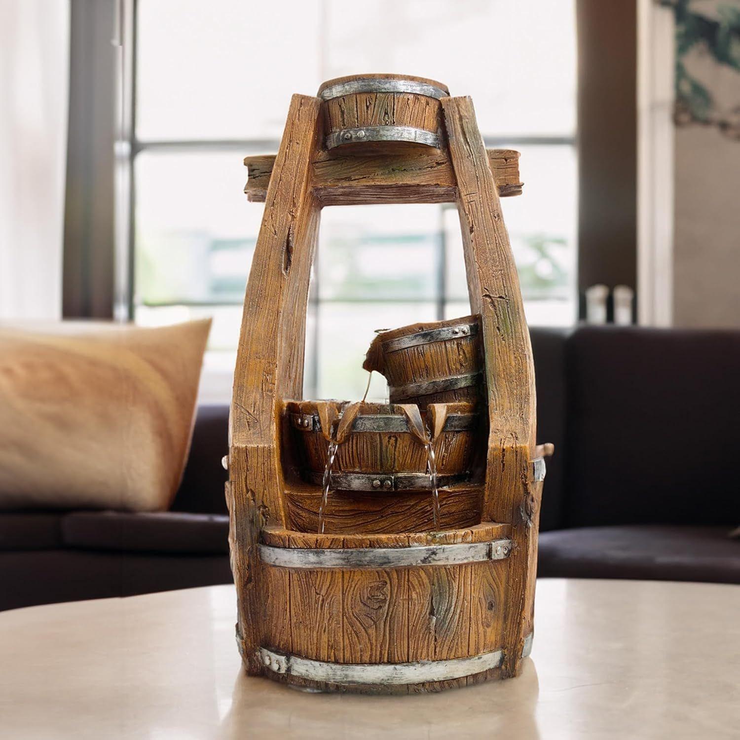 

Настольный фонтан для домашнего декора (48см) Светодиодная подсветка | Водопадные фонтаны для гостиной, сада, офиса, ресепшена, настольные