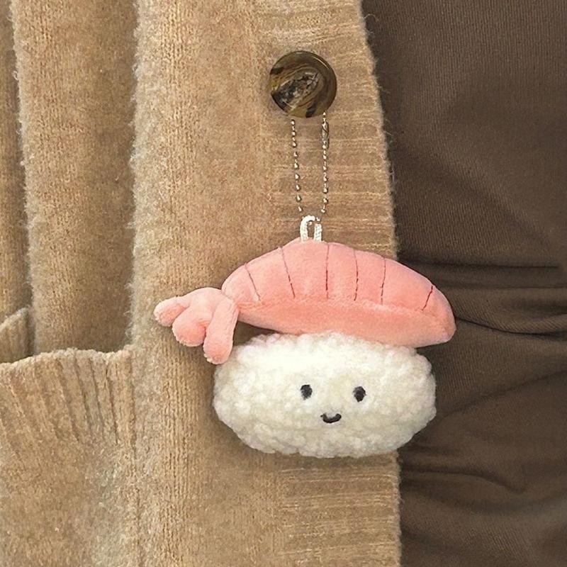 Kawaii Lovely Plush Sushi Toy Keychain For Women Girls Cartoon  Doll Key Ring Pendant Bag Decoration Accessories Gifts