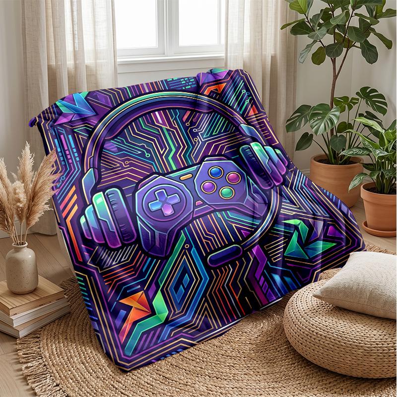 Gaming Tech Circuit Theme Blanket Lightweight Warm Flannel Blanket Decorative Throw Blanket for Home Decoration