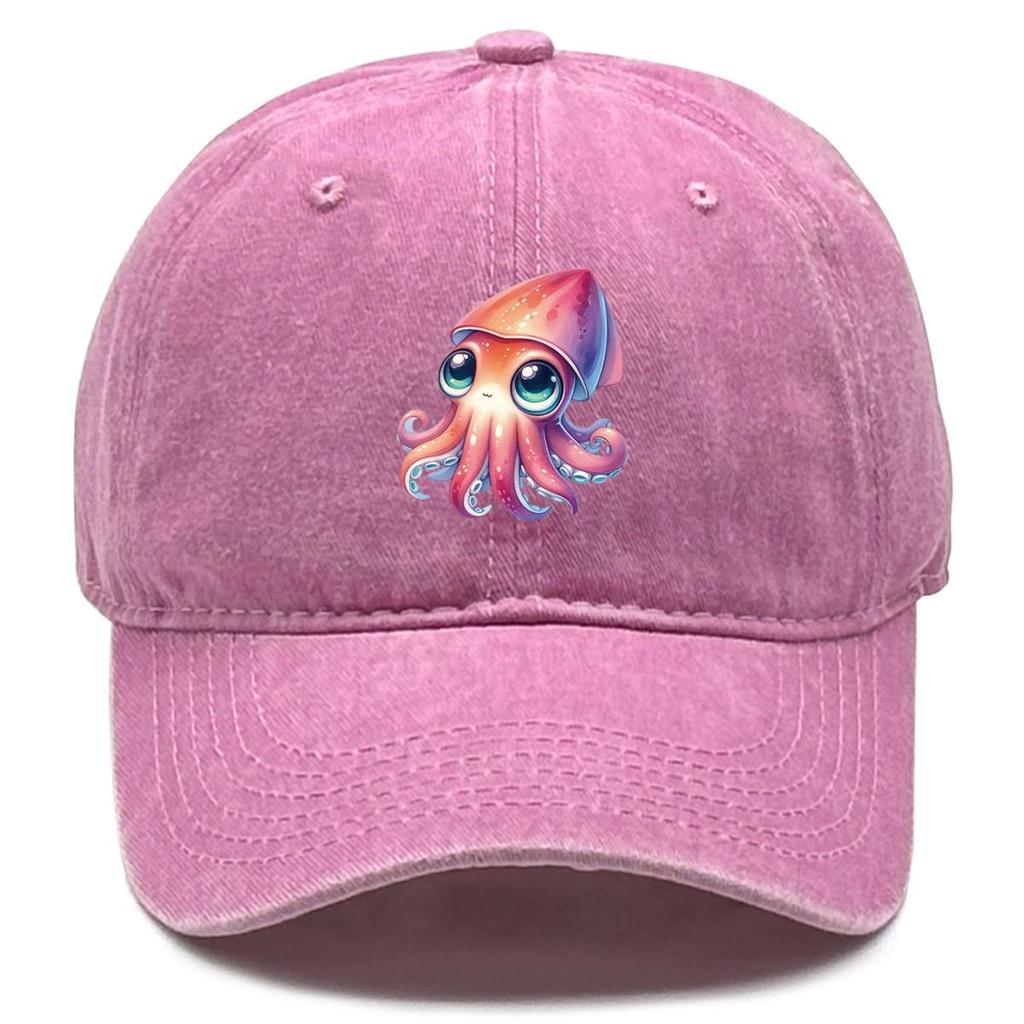 Octopus Print Snapback Sun Hat, Animal Flat Cap Summer Adjustable Strap Headwear Unisex Adjustable Baseball Cap