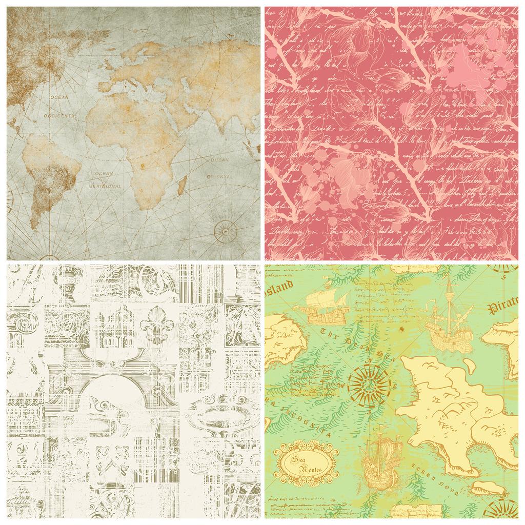 12 Sheets/Pack Retro Style Map Letter Paper Scrapbook Card Diy Making Vegetarian