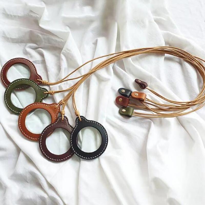 Neck Wear Mini Magnifying Glass With Leather Holder Portable Magnifier And Nature Exploration Toys For Inspection Reading Maps