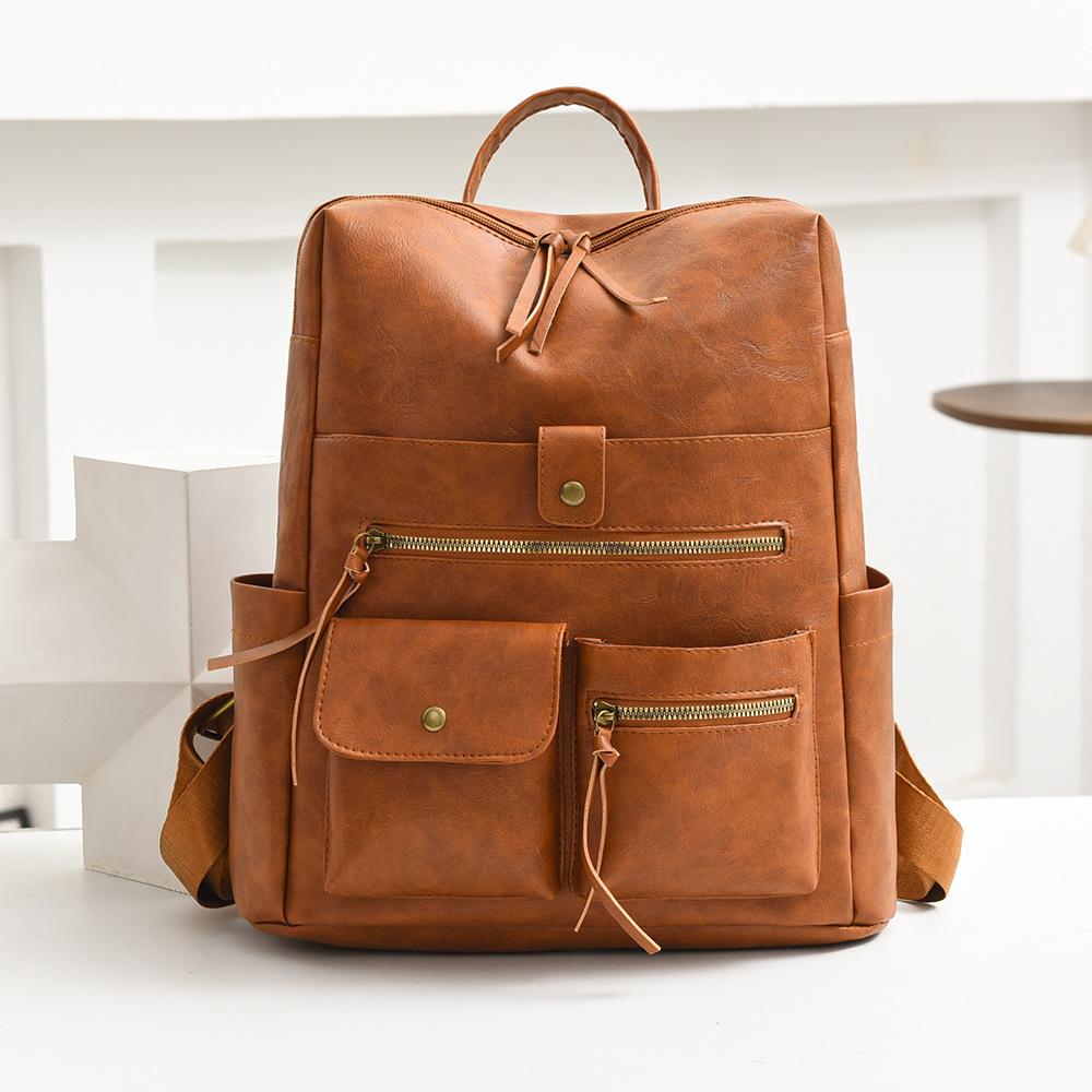 Schoolbag Women's Backpack Multi-pocket 1011 New PU Business Bag Commuter Multifunctional Backpack Portable Oblique Span Bag