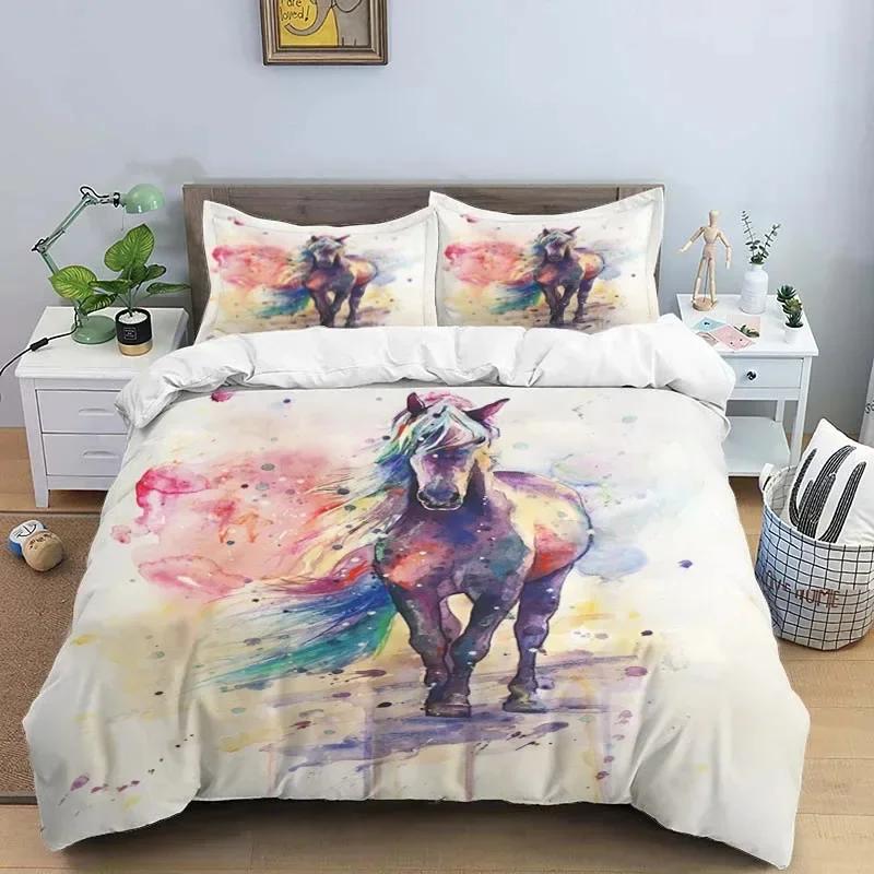 Luxury New 3D Print Horses Hd Print Bedding Set Double BedChildrenS Bed Duvet Covers Pillowcases Bedding Set Teens Bedding Set