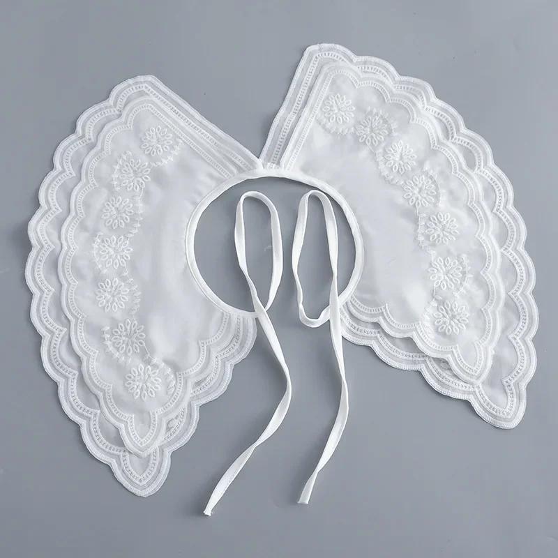 Doppellagiger falscher Kragen für Damen Abnehmbare Schleifen Schulterwärmer Cape Pullover Hemd Abnehmbarer Kragen Schals Falscher Kragen