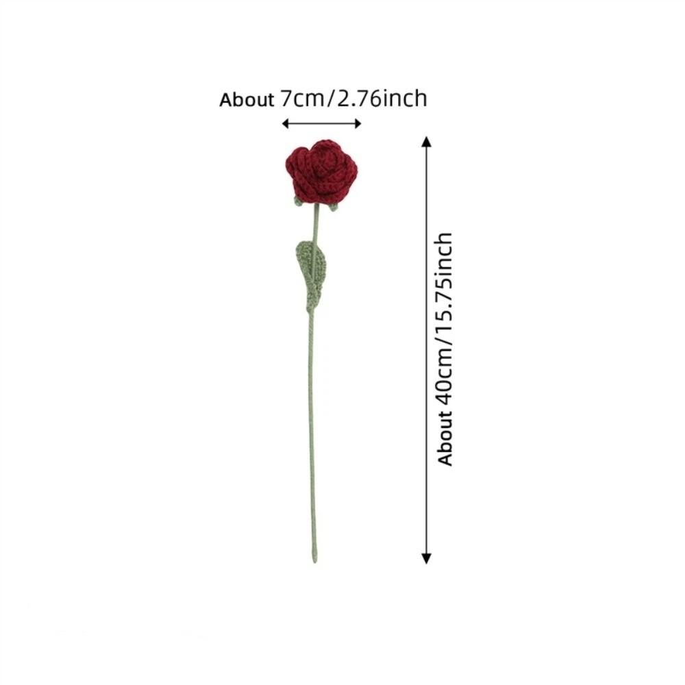

1/5/9pcs Hand Knitted Fake Rose Flowers Eternal DIY Rose Artificial Flowers Anniversary Gift Crochet Woven Rose Flower Bouquet
