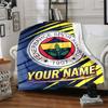 1pc Fenerbahçe Spor Kulübü Blanket with Custom Name, Gift, for Men and Women, Soft Blanket, Good for Sofa Bed Couch Travel, Lightweight Flannel Blanke