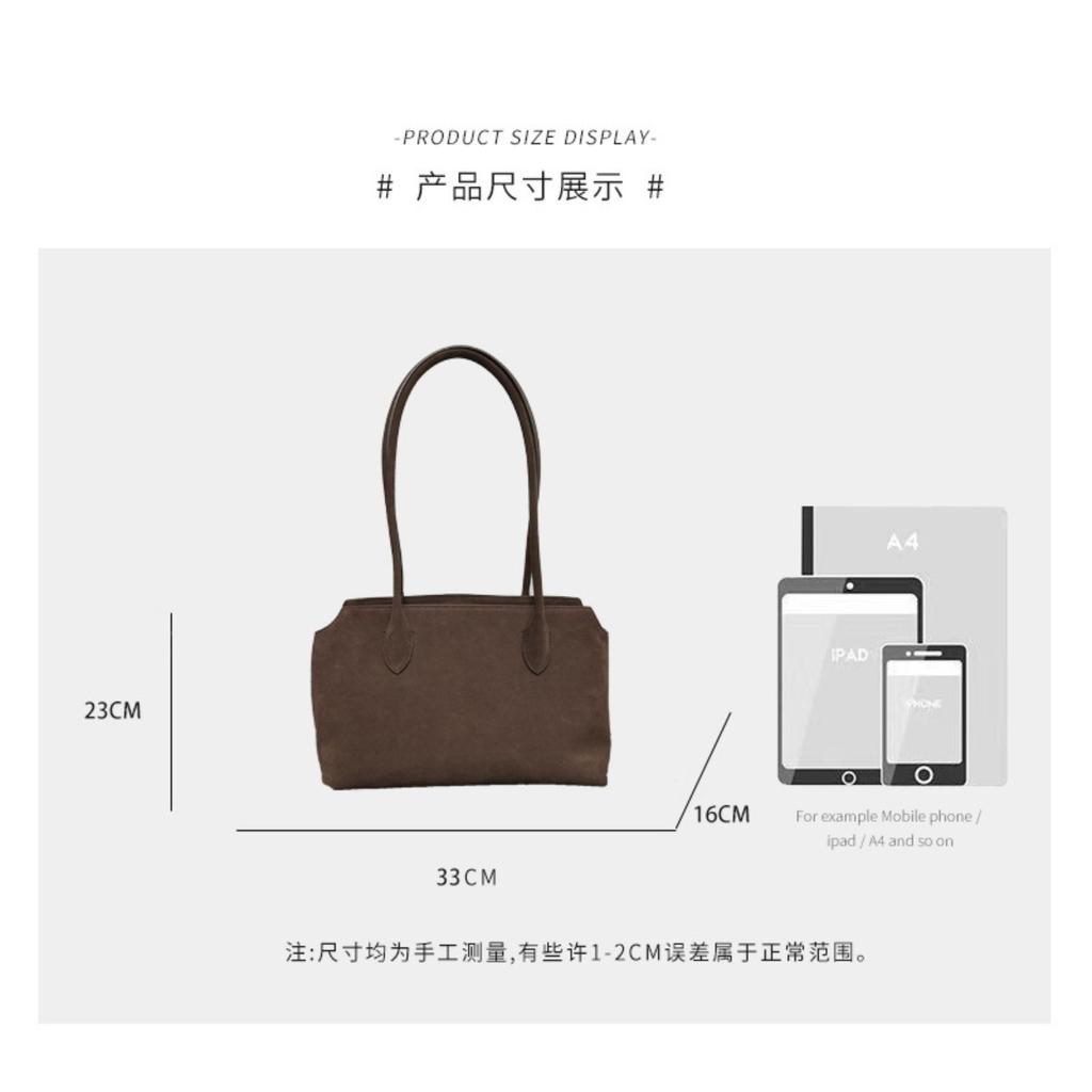 2025 New light luxury minimalist tote bag coffee retro suede commuter versatile shoulder underarm bag handbag women