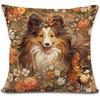 Bichon Frise Pillow Covers 18x18 inches, Vintage Floral Dog Throw Pillow Covers, Gifts for Dog Lover, Farmhouse Botanical Style Decorative