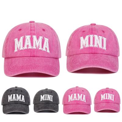 Unisex Parent Child 3D MAMA/MINI Embroidery Wash Baseball Caps Spring and Autumn Outdoor Adjustable Casual Hats Sunscreen Hat