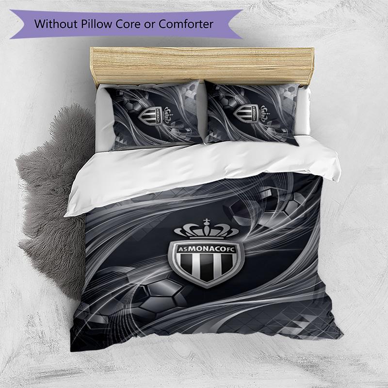 Monaco FC Printed 3PCS Bedding Set Breathable Duvet Cover with Pillowcases Decorative Bed Linen for Bedroom Home