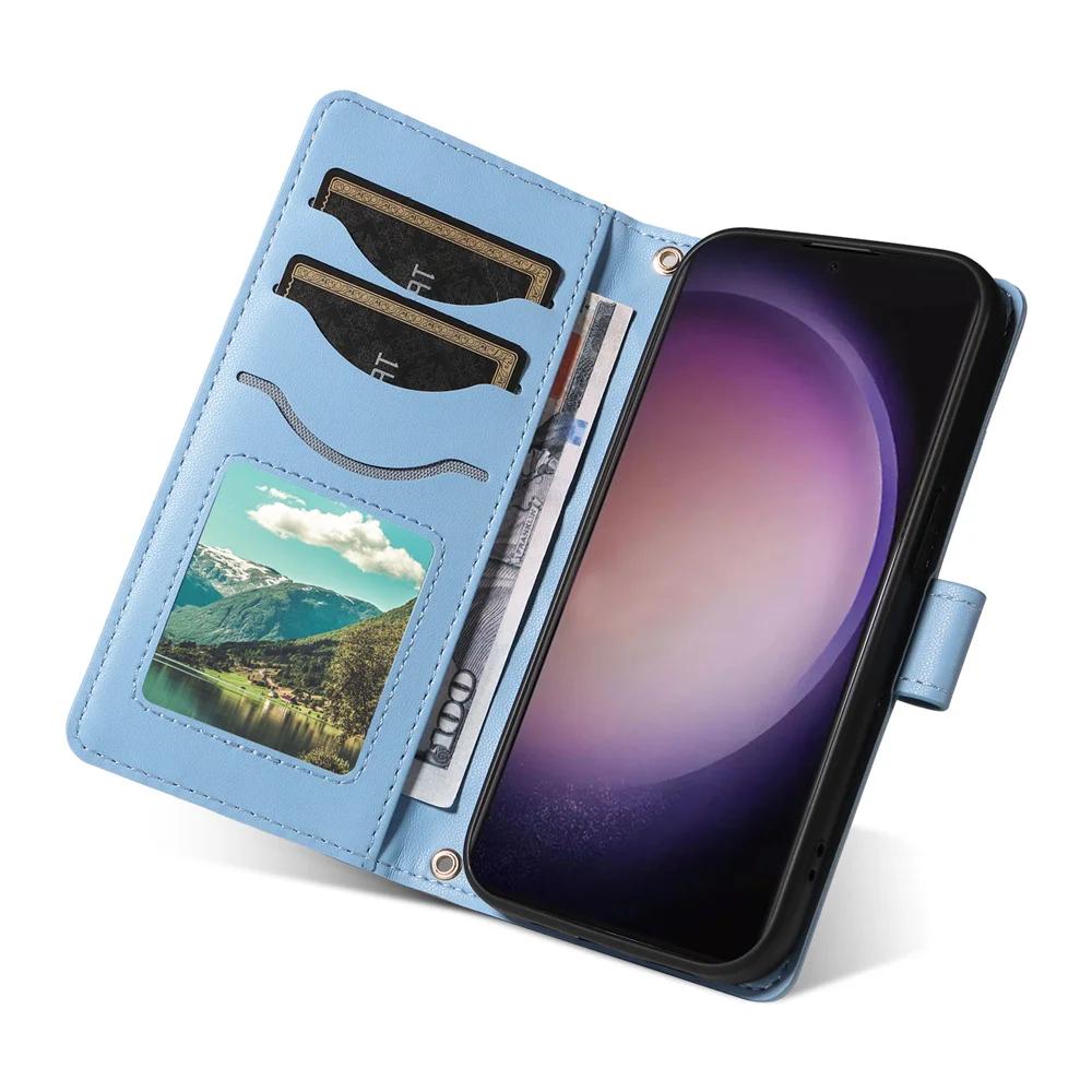 Etui na telefon z paskiem na ramię i nadgarstek dla Samsunga Galaxy S23 S21 FE S24 Ultra S22 Plus A16 A06 A55 A35 A25 A15 A05S A05 z portfelem