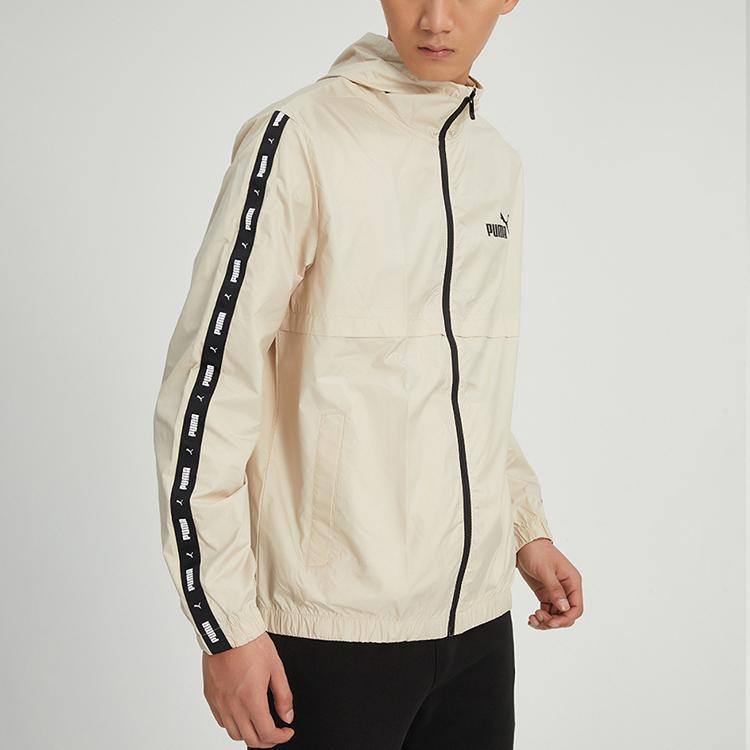 PUMA Logo Print Zip-Up Hooded Casual Jacket Men Jackets Off-White 849499-88
