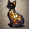 2025 Cat Lamp, Cat Lamp Stained Glass,Retro Cats Stained Resin Tabletop Night Light,3D Cute Pet Led 