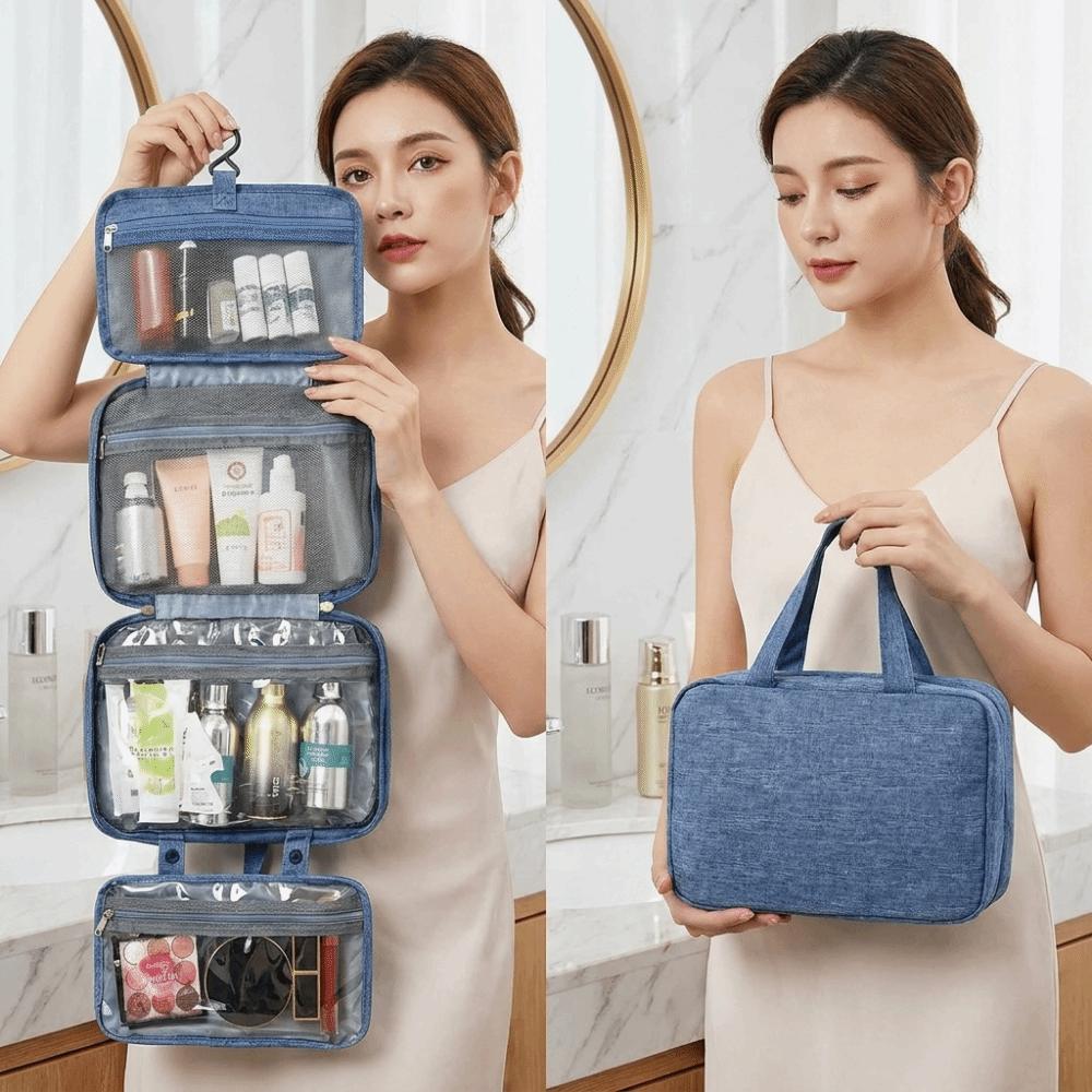Wet Dry Separation 4 Fold Toiletry Bag Waterproof Cosmetic Organizer Makeup Bag Daily Use