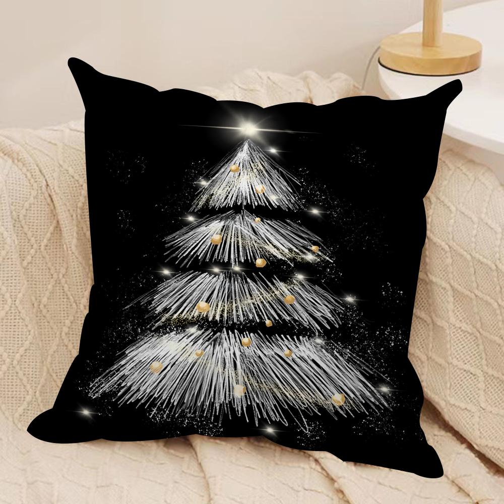 Merry Christmas Printed Cushion Cover Silky Short Plush Invisible Zipper Dustproof Sofa Pillow Case For Home Decor